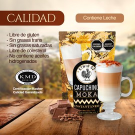 Café Capuchino Instantáneo - Sabor Moka | 500gr | Balance en Dulzor y Café | Libre de gluten | Certificación Kosher | Capuccino Espumoso y Cremoso | 100% Mexicano | ETNIA 52