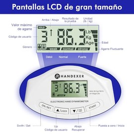 Dinamómetro Digital de Mano, Medidor de Fuerza de Agarre y Fortalecedor Manual para Entrenamiento y Fisioterapia, Ejercitador para Deportistas, Escala