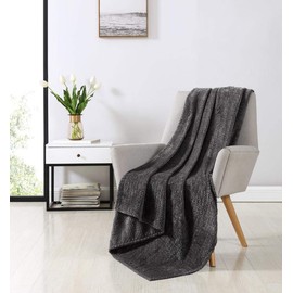 GoodGram Ultra Plush & Cozy Oversized Herringbone Textured Throw Cover Blankets - Assorted Colors (Gray)