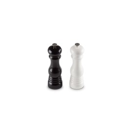 Le Creuset Salt and Pepper Mill Set, 8" x 2 1/2" each, Black & White