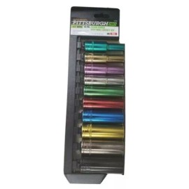 pittsburgh BRAND NEW 1/2 in. Drive SAE Color Coded Deep Socket Set 10 Piece USA SELLER