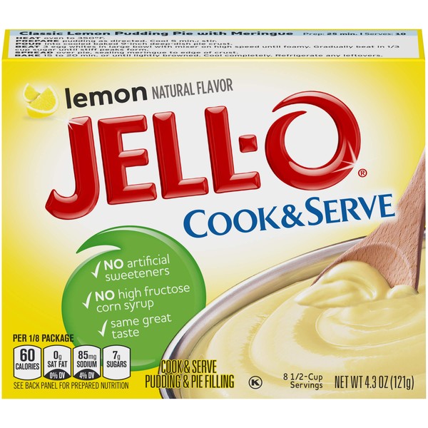 Jell-O Cook & Serve Lemon Pudding & Pie Filling (4.3 oz Boxes, Pack of 24)