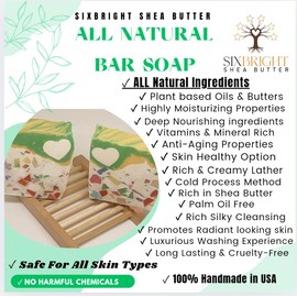 Sixbright, HANDMADE in USA ORGANIC INGREDIENTS COLD PROCESS BAR SOAP-CRUELTY FREE-FOR MEN WOMEN-ALL SKIN TYPES- 4 oz. (PACK of 1) CONFETTI (GREEN & YELLOW CONFETTI-FIESTA SOAP, BERGAMOT + YLANG YLANG)