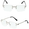 Ggpyyon Retro Rimless Rectangle Sunglasses for Women Men Trendy Gold