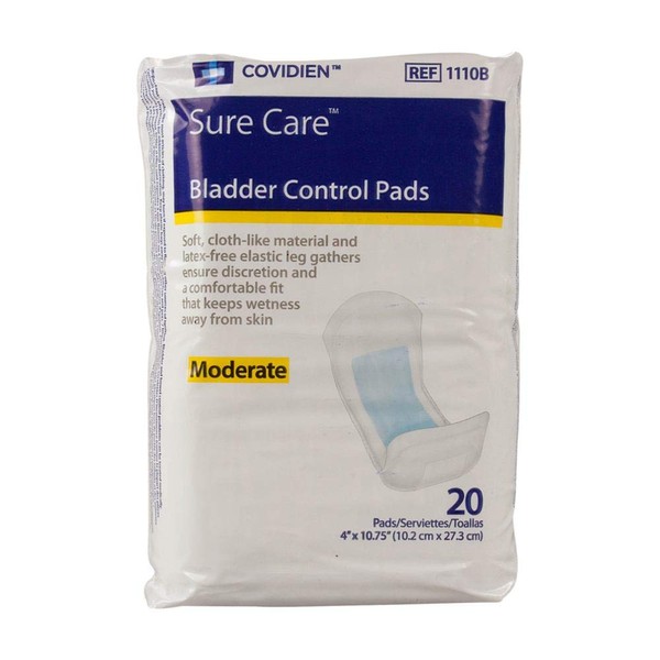 MCK51103100 - Covidien Bladder Control Pad Surecare 10.75 Inch Length Moderate Absorbency Polymer Unisex Disposable