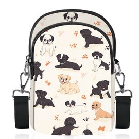 FyLybois Dog Crossbody Purse for Women Cell Phone Bag Casual Shoulder Bags Wallet with Adjustable Strap for Travel Beige