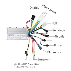 Kunray 250W 350W 17A Electric Bike Controller Kit 24V-48V Waterproof LCD Display Panel Electric Controller Kit Brushless Controller with S830 LCD Panel Screen with USB Charging Port