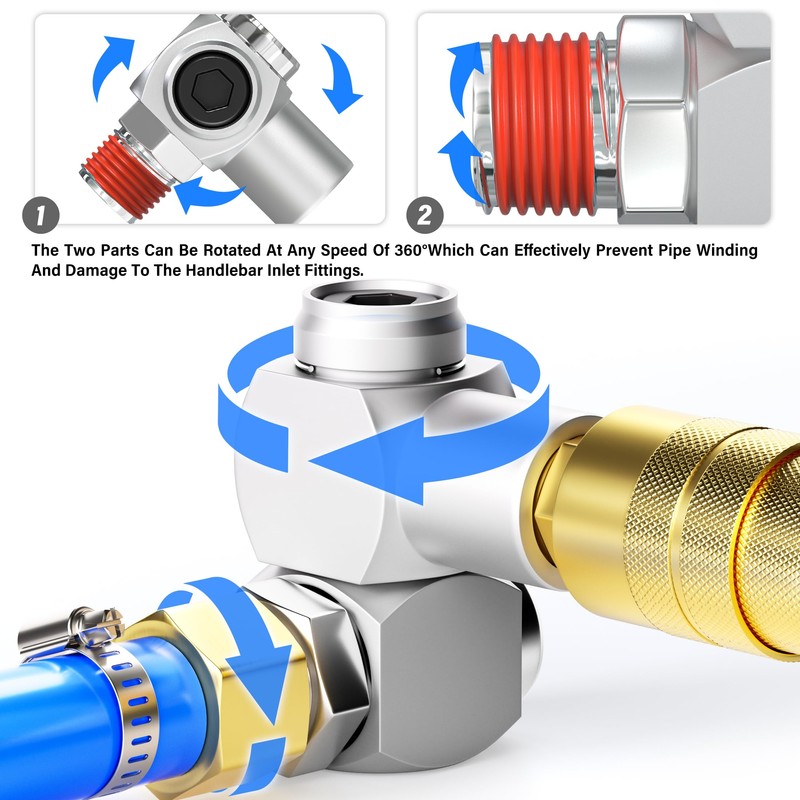 ERGAOBOY 2 PCS Silver 1/4" BSP Swivel Fitting Air Tool,