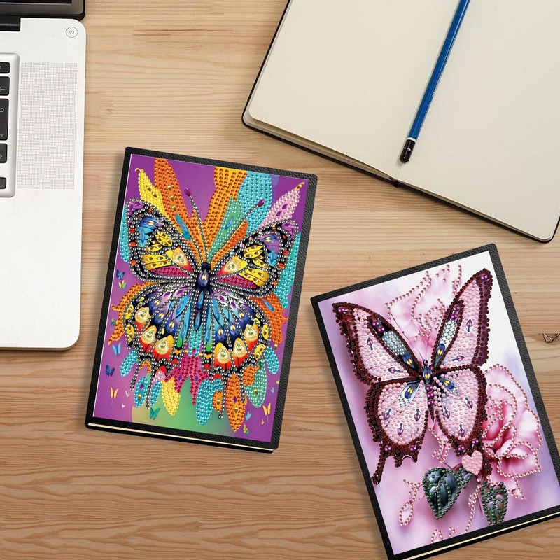 DCIDBEI 2 Pack Diamond Painting Notebook Butterfly A5 Blank Diamond