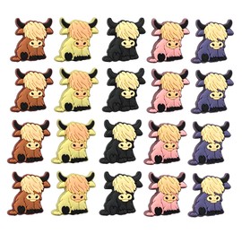 Juego de 20 abalorio focales de silicona para sentarse a las vacas de las tierras altas, accesorio de abalorio sueltas para hacer llaveros, pulseras, collares, bolígrafos, cordones