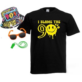 Mens I Blame The Nineties Raver Festival Acid House Music Fancy Dress Set [M]
