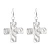 Chunky Gold Big Hammered Cross Drop Dangle Earrings for Women