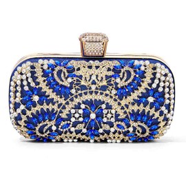 Yokawe - Bolso de mano de vidrio para mujer, para novia, boda, fiesta, fiesta de graduación, Azul