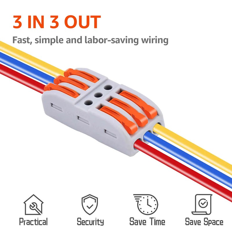 20pc Inline Compact Wire Connectors, USUPERINK 3 in 3 Out