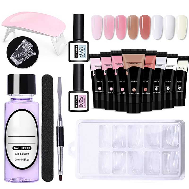 Gel Nails Set Nail Gel Set with Nail File Brush