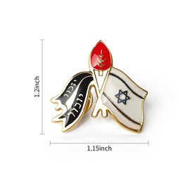 Israel Rocket-shaped Flag Brooch 2 Piece Set - Fine Pins, Metal Israel Flag Lapel Pin Badge Pin for Suit, Jacket and Formal Wear - Set of 3