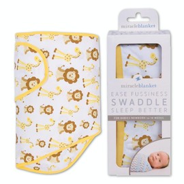 Miracle Blanket Swaddle Wrap - Boy, Girl, or Neutral Receiving Baby Blanket - Soft, Wearable Sleep Sack Essential for Newborns and Infants (Giraffes & Lions)
