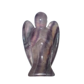 Rainbow Fluorite Gemstone Angel Figurine Large 50 mm | Healing Stone and Lucky Charm/Talisman | Fluorite Crystal Guardian Angel