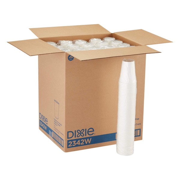 Dixie 12 oz. Paper Hot Coffee Cup by GP PRO (Georgia-Pacific), White, 2342W, 1,000 Count (50 Cups Per Sleeve, 20 Sleeves Per Case)