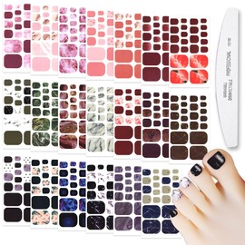 WOKOTO 20 Sheets Toe Nail Polish Stickers Full Nail Wraps for Toes Marble Nail Stickers for Toe Nails Nail Polish Strips for Women Girls with Nail File Toe Nail Strips Stick On Nails Gel Nail Wraps