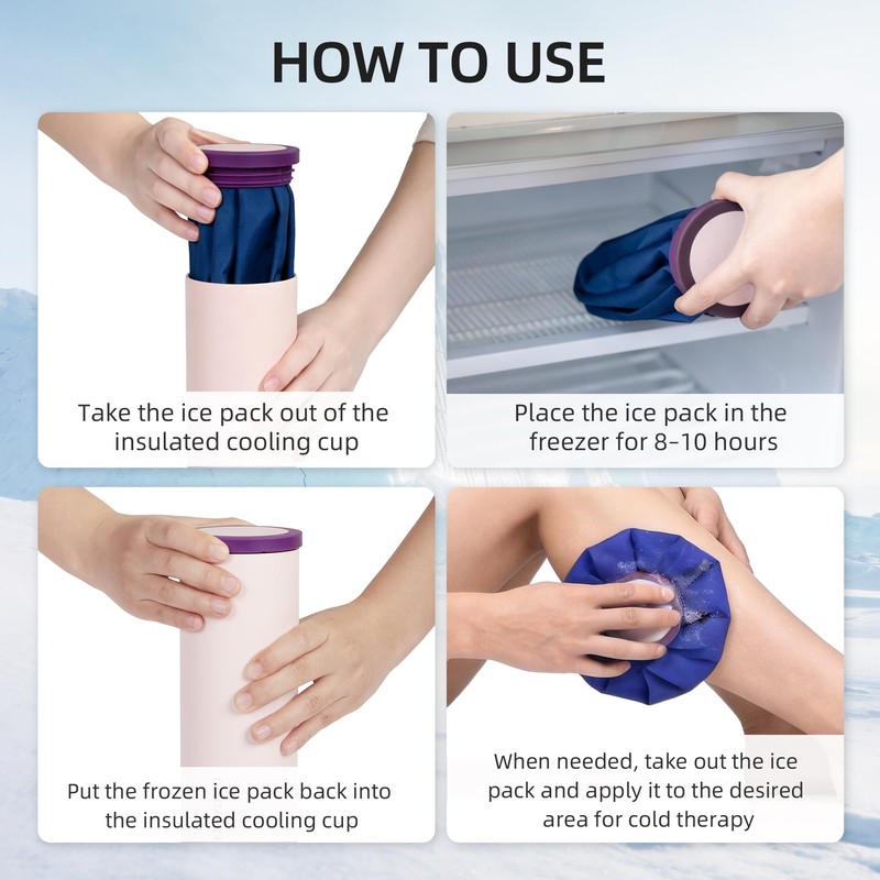 9" Reusable Gel Ice Pack for Injuries with Insulated Bottle,