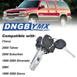 Ignition Switch Lock Cylinder with Pair Front Door Lock Cylinder Compatible with 1999 2000 Chevy Silverado Tahoe Suburban GMC Sierra Replace OE# 704600 + 702912 X2 + 598007 X2 (No chip)