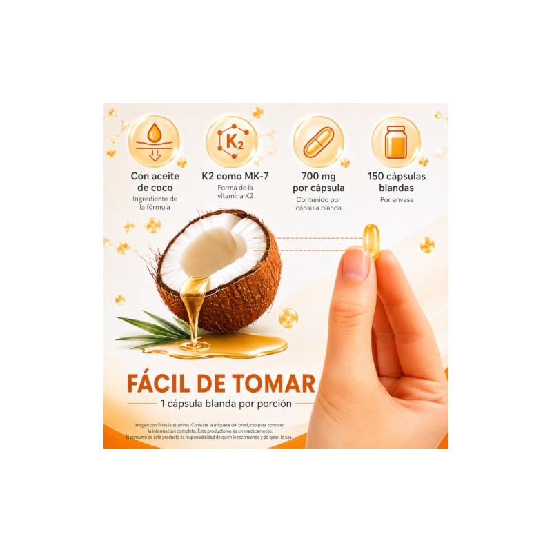 Vitamina D3 K2 400 UI + K2 MK-7, 150 Cápsulas