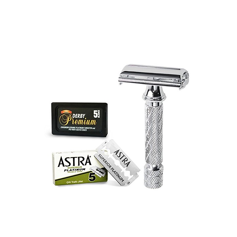 Parker-Astra-Derby Rasierer und Rasierklingen 87R - 1 Packung mit 3