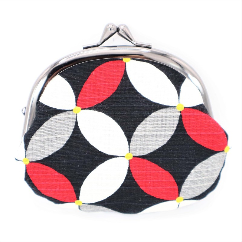 Round Coin Purse, Cloisonne, Red, Black, Made in Japan, Black,