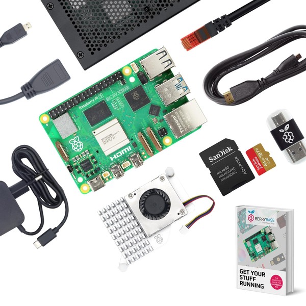 BerryBase Raspberry Pi 5 8GB Starter Kit with Active Cooler,