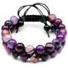 ElisaJewelryArt - Natural Purple Agate Beaded Bracelet Genuine Gemstone Meditating Stone Crystal Macrame Bracelet Unisex Bracelet (WOMEN, Purple Agate)