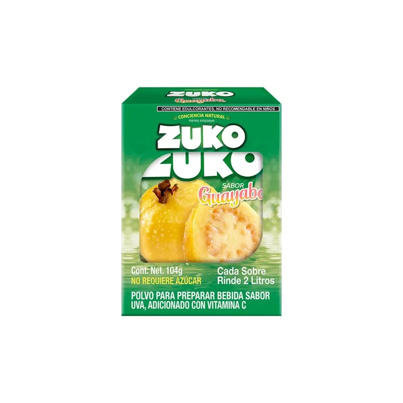 Zuko Guayaba Bebida En Polvo 8 Sobres/13g, Rinde 2l C/u
