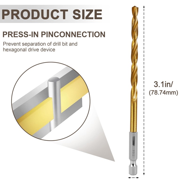 7/64inch Titanium Nitride Coated Drill BIT for DEWALT (DD5107)