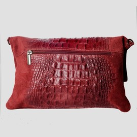 Zarolo M20590 Women's Shoulder Bag, Small Cross Body Real Leather Clutch Handbag, Italian, Handmade - Red - s