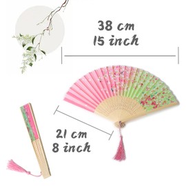 Portable Hand Fan Folding Fan, Silk Fan Chinese Style Hand Fan, Traditional Hand Fan for Wedding/Photography/Show/Gift/Decoration, Manual Fan Hand Folding
