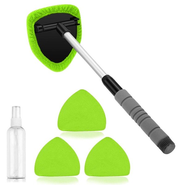 Windshield Cleaning Tool, Microfiber Car Window Cleaner with 4 Reusable