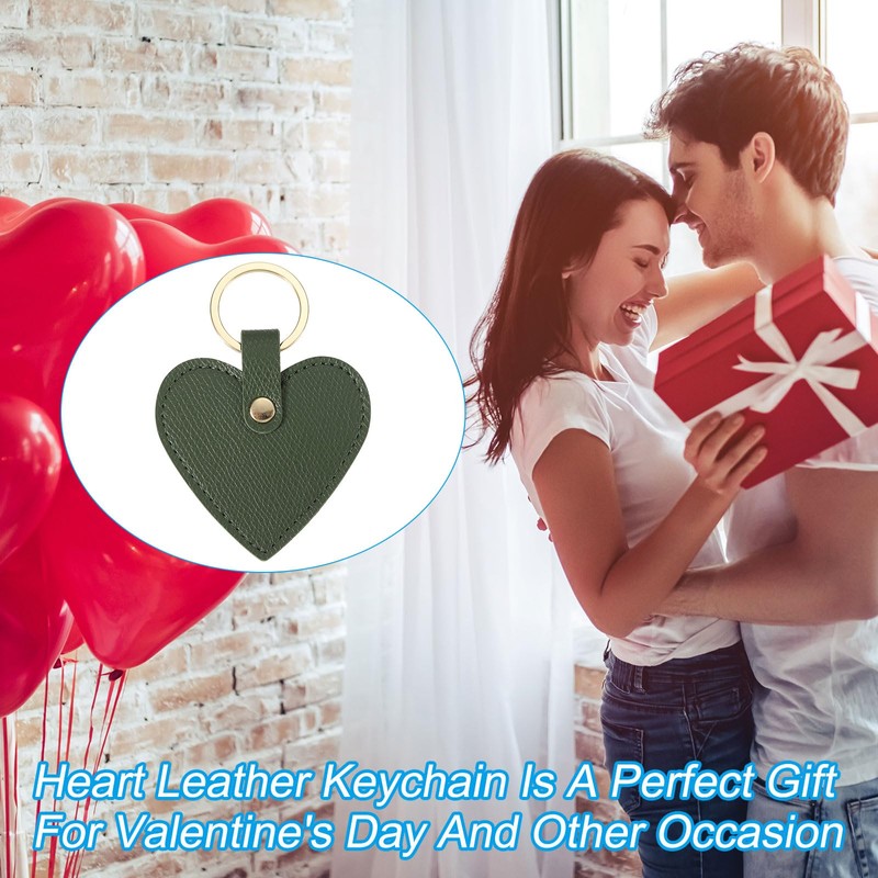 PATIKIL Heart Leather Keychains, 4 Pack Heart Leather Key Fobs