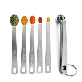 Measuring Spoons Set, Includes 1/4 tsp, 1/8 tsp, 1/16 tsp, 1/32 tsp, 1/64 tsp, Tablespoon and Teaspoon for Measure Liquid and Dry Ingredients, Food Grade Stainless Steel measuring Cups (5)