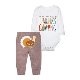 AGAPENG Baby Boy Thanksgiving Romper + Pant Set - 1st Thanksgiving Outfit, 12-18 Months, 2pcs
