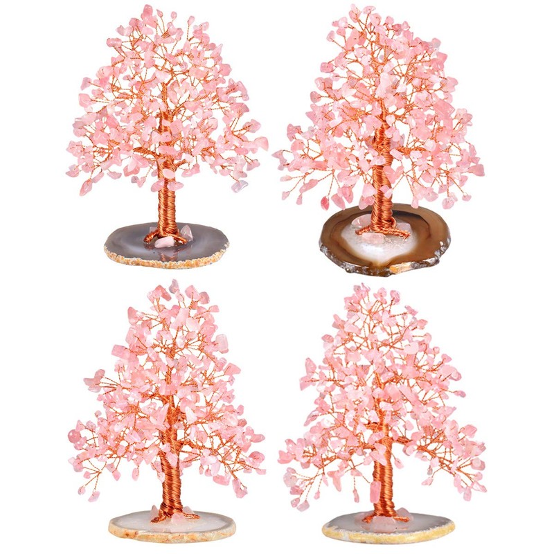 Nupuyai Rose Quartz Crystal Tree Feng Shui Money Tree Tree
