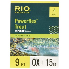 RIO Products Powerflex Trout 9ft Leader, Freshwater Tapered Fly Line, 3 Pack, 3X