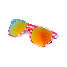 SHADERZ American America USA Flag Sunglasses Patriotic Clear Frame Classic 80s (Golden, 52)