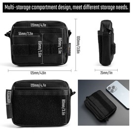 TACTICAL GEEK Storage A3 EDC Pouch Molle Bag Pocket Organiser Additional Bag for Tactical Vest, Backpack, 500D Tac Pouch for EDC Tools Tool with Patch Surface, black, Pack sack