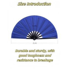 luvilly 2PCS Large Blue Folding Fan，Clap fans，Clack Fan，Clacking fans，Suitable for Chinese Kung Fu Performance,Dance,Decoration, Festivals