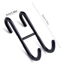 XUEBEI 2 Pack Over Shower Glass Door Hooks Towel Hooks,Stainless Steel Polished Silver,Drilling-Free Hanger for Bathroom Frameless Glass Shower Door, Shower Squeegee Hooks (B-Black)