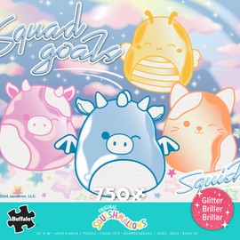 Ceaco - 750 Piece Jigsaw Puzzle - Squishmallows - Glitter - Lola and Friends - Relaxing and Fun Activity for Adults