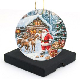 Christmas Ornaments Christmas Tree Decorative 2.95in Hanging Ornaments for Home Decor Christmas Keepsake (Santa Reindeer and Presents)