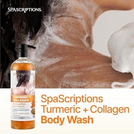Lingtoolator s Turmeric  Collagen Exfoliating Body Wash, 33 oz, Brightening Body Scrub and Body Exfoliator, Sugar Scrub with Brown Sugar and Vitamin