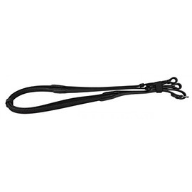 QHP Anti-Slip Reins Soft Rubber Brown + Black (Pony, Black)