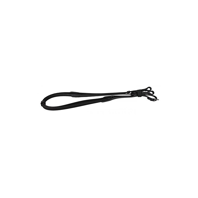QHP Anti-Slip Reins Soft Rubber Brown + Black (Pony, Black)